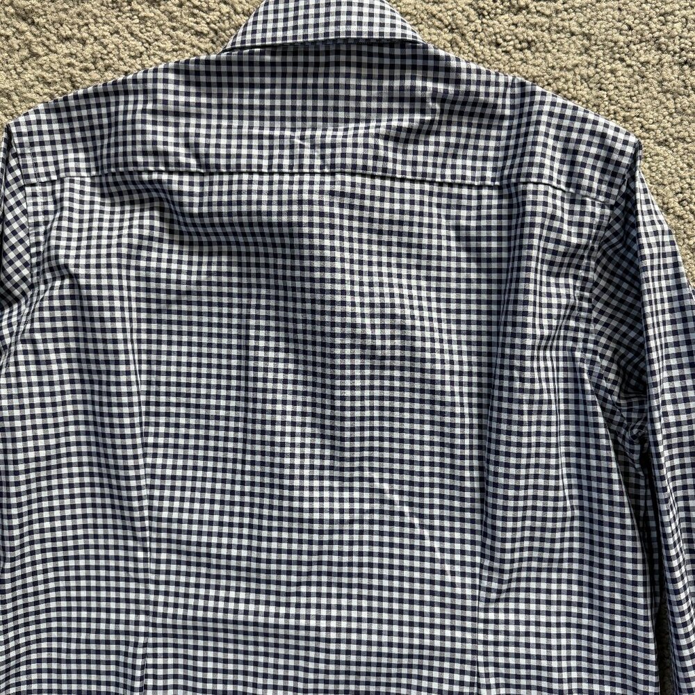Eton Fit Dress Shirt Men's Sz. L - 42 / 16 1/2 - Blue White Gingham Pattern- EUC - Picture 8 of 15